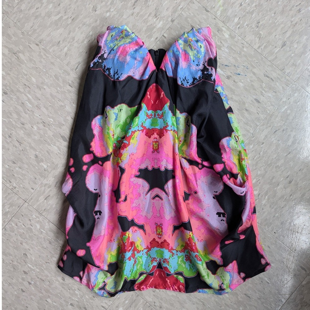 Mara Hoffman Silk Art to Wear‎ Print Tulip Mini Dress Black Pink Blue Green